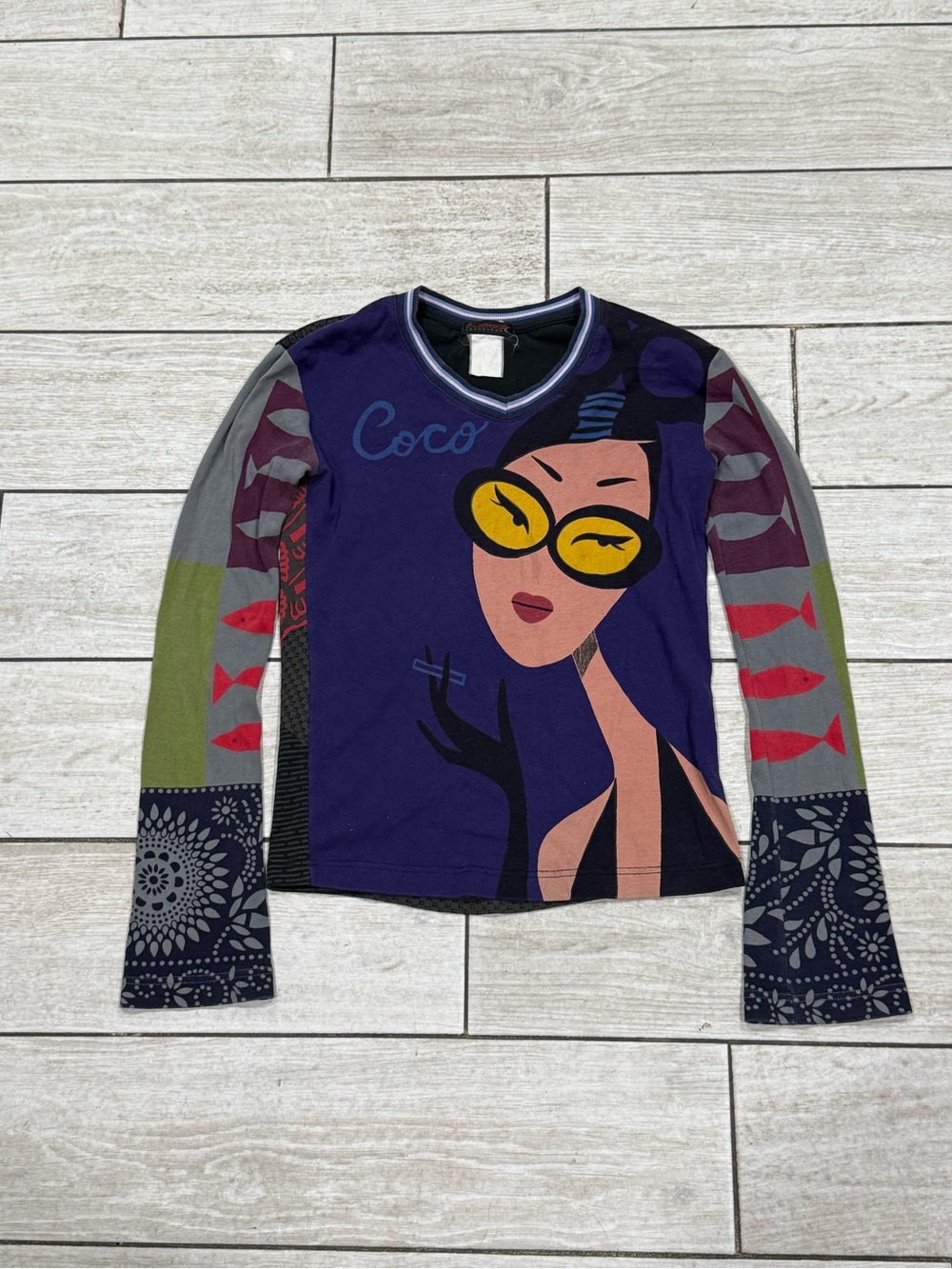 Vtg Y2K Custo Barcelona Top Coco Chanel Retro